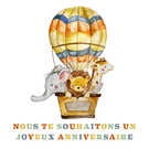 Montgolfière et animaux pour un anniversaire joyeux
